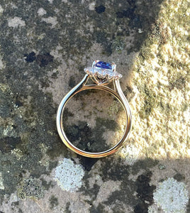 Ceylon Sapphire and Diamond Cluster Ring